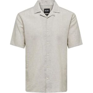 Only & Sons Herren Hemd mit kurzen Ärmeln und Knopfleiste, klassischer Kragen, Farben:Beige, Größe Hemd:L Only & Sons Herren Hemd mit kurzen Ärmeln und Knopfleiste, klassischer Kragen, Farben:Beige, Größe Hemd:L
