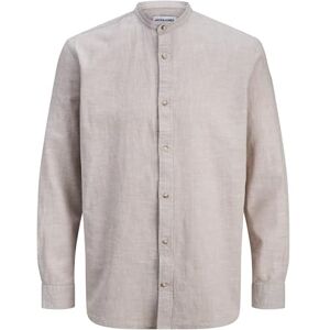 JACK & JONES Jjesummer Linen Blend Band Shirt L/S Sn JACK & JONES Jjesummer Linen Blend Band Shirt L/S Sn