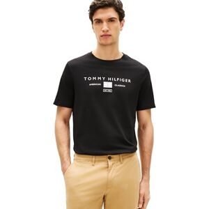 Tommy Hilfiger Herren T-Shirt Kurzarm Brand Love Mono Stack aus Baumwolle, Schwarz (Black), M Tommy Hilfiger Herren T-Shirt Kurzarm Brand Love Mono Stack aus Baumwolle, Schwarz (Black), M