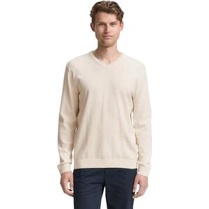 TOM TAILOR Herren 1039811 Strickpullover mit V-Ausschnitt, 38677 Soft Buttercream Melange, M TOM TAILOR Herren 1039811 Strickpullover mit V-Ausschnitt, 38677 Soft Buttercream Melange, M