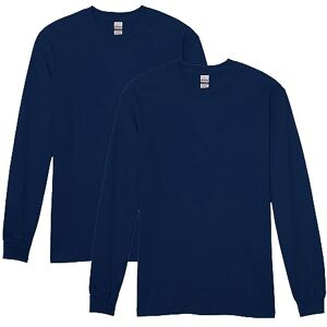 Gildan Unisex-Erwachsene Heavy Cotton Long Sleeve T-Shirt, Style G5400, 2-Pack Hemd, Navy, Groß (2er Pack) Gildan Unisex-Erwachsene Heavy Cotton Long Sleeve T-Shirt, Style G5400, 2-Pack Hemd, Navy, Groß (2er Pack)