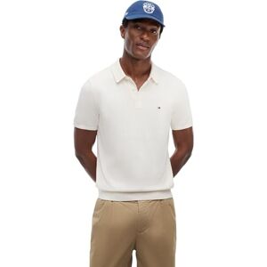 Tommy Hilfiger Herren Poloshirt Kurzarm Essential Cotton Knitted Dick, Elfenbein (Ivory Petal), XL Tommy Hilfiger Herren Poloshirt Kurzarm Essential Cotton Knitted Dick, Elfenbein (Ivory Petal), XL