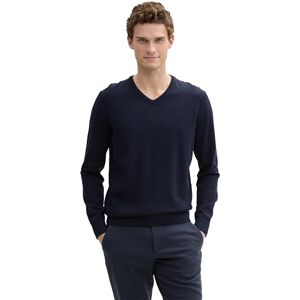 TOM TAILOR Herren 1012820 Basic Strickpullover Mit V-Ausschnitt, 13160 Knitted Navy Melange, S EU TOM TAILOR Herren 1012820 Basic Strickpullover Mit V-Ausschnitt, 13160 Knitted Navy Melange, S EU