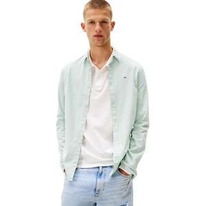 Tommy Jeans Herren Hemd TJM Slim Langarm, Grün (Cloudy Jade), S Tommy Jeans Herren Hemd TJM Slim Langarm, Grün (Cloudy Jade), S