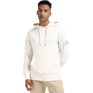 Calvin Herren Hoodie Badge mit Kapuze, Elfenbein (Ivory), XS Calvin Herren Hoodie Badge mit Kapuze, Elfenbein (Ivory), XS