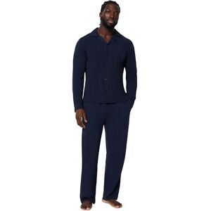 Amazon Essentials Herren-Pyjama-Set aus Baumwoll-Modal, langärmelig, Button-Down-Oberteil mit Hose, Marineblau, Größe M Amazon Essentials Herren-Pyjama-Set aus Baumwoll-Modal, langärmelig, Button-Down-Oberteil mit Hose, Marineblau, Größe M
