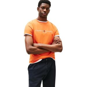 Tommy Hilfiger Herren T-Shirt Kurzarm Slim Fit, Orange (Brilliant Orange), XL Tommy Hilfiger Herren T-Shirt Kurzarm Slim Fit, Orange (Brilliant Orange), XL