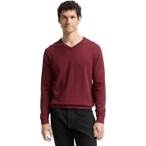 TOM TAILOR Herren 1039811 Strickpullover mit V-Ausschnitt, 39101 Bordeaux Melange, S TOM TAILOR Herren 1039811 Strickpullover mit V-Ausschnitt, 39101 Bordeaux Melange, S