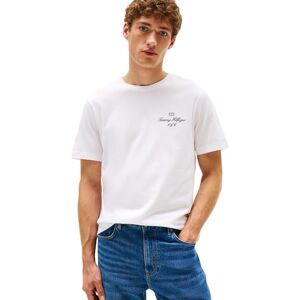 Tommy Hilfiger Herren T-Shirt Kurzarm Outline Script Tee Regular Fit, Weiß (White), XL Tommy Hilfiger Herren T-Shirt Kurzarm Outline Script Tee Regular Fit, Weiß (White), XL