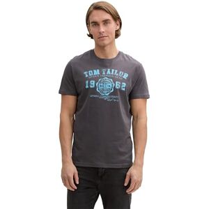 TOM TAILOR Herren 1008637 T-Shirt mit Logo-Print, 10899 Tarmac Grey, S TOM TAILOR Herren 1008637 T-Shirt mit Logo-Print, 10899 Tarmac Grey, S