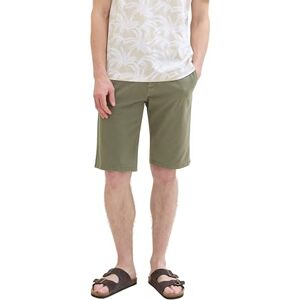 TOM TAILOR Herren Slim Chino Bermuda Shorts mit Stretch, olive structure print, 29 TOM TAILOR Herren Slim Chino Bermuda Shorts mit Stretch, olive structure print, 29