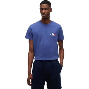 Tommy Jeans Herren T-Shirt Kurzarm Slim Sign Chest mit Logo, Violett (Blue Storm), L Tommy Jeans Herren T-Shirt Kurzarm Slim Sign Chest mit Logo, Violett (Blue Storm), L