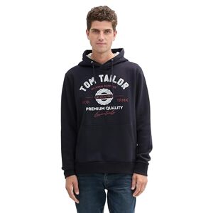 TOM TAILOR Herren Hoodie Sweatshirt mit Logo-Print, 10668 Sky Captain Blue, L TOM TAILOR Herren Hoodie Sweatshirt mit Logo-Print, 10668 Sky Captain Blue, L