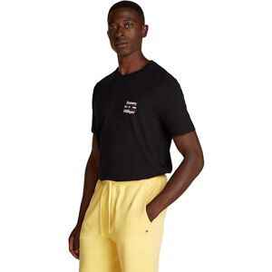 Tommy Hilfiger Herren T-Shirt Kurzarm Stack Tee mit Rundhalsausschnitt, Schwarz (Black), M Tommy Hilfiger Herren T-Shirt Kurzarm Stack Tee mit Rundhalsausschnitt, Schwarz (Black), M
