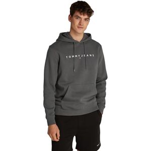 Tommy Jeans Herren Hoodie Linear Logo mit Kapuze, Grau (Washed Black), XS Tommy Jeans Herren Hoodie Linear Logo mit Kapuze, Grau (Washed Black), XS