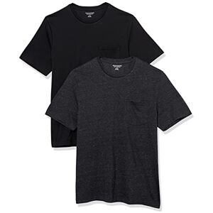 Amazon Essentials Herren Kurzärmeliges T-Shirt mit Rundhalsausschnitt und Tasche, 2er-Pack, Dunkelgrau Meliert/Schwarz, XL Amazon Essentials Herren Kurzärmeliges T-Shirt mit Rundhalsausschnitt und Tasche, 2er-Pack, Dunkelgrau Meliert/Schwarz, XL