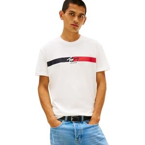 Tommy Jeans Herren T-Shirt Kurzarm Signature Stripe aus Baumwolle, Weiß (Ecru), S Tommy Jeans Herren T-Shirt Kurzarm Signature Stripe aus Baumwolle, Weiß (Ecru), S