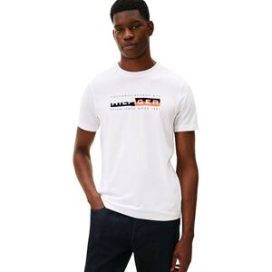 Tommy Hilfiger Herren T-Shirt Kurzarm Colour Block Graphic mit Rundhalsausschnitt, Weiß (White), XL Tommy Hilfiger Herren T-Shirt Kurzarm Colour Block Graphic mit Rundhalsausschnitt, Weiß (White), XL