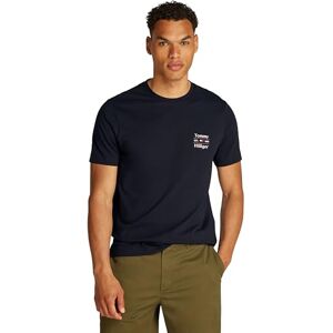Tommy Hilfiger Herren T-Shirt Kurzarm Stack Tee mit Rundhalsausschnitt, Blau (Desert Sky), L Tommy Hilfiger Herren T-Shirt Kurzarm Stack Tee mit Rundhalsausschnitt, Blau (Desert Sky), L