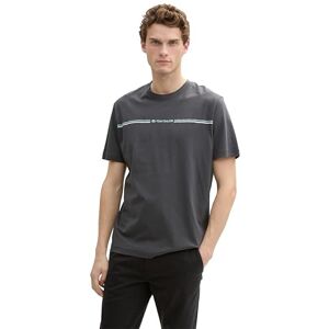 TOM TAILOR Herren 1037803 T-Shirt mit Print, 10307 Dark Shadow, S TOM TAILOR Herren 1037803 T-Shirt mit Print, 10307 Dark Shadow, S