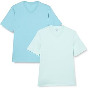 Amazon Essentials Herren T-Shirt Regular-Fit Kurzarm V-Ausschnitt (erhältlich in Big & Tall), 2er Pack, Aquablau/Hellblau, Medium Amazon Essentials Herren T-Shirt Regular-Fit Kurzarm V-Ausschnitt (erhältlich in Big & Tall), 2er Pack, Aquablau/Hellblau, Medium