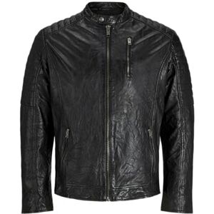 JACK & JONES JACK&JONES Herren JJERICHARD Leather Jacket NOOS Lederjacke, Black, XXL JACK & JONES JACK&JONES Herren JJERICHARD Leather Jacket NOOS Lederjacke, Black, XXL