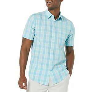 Amazon Essentials Herren Kurzärmeliges Hemd aus Popeline, Schmale Passform, Hellblau Weiß Karomuster, XXL Amazon Essentials Herren Kurzärmeliges Hemd aus Popeline, Schmale Passform, Hellblau Weiß Karomuster, XXL