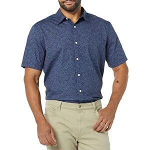 Amazon Essentials Herren Kurzarm-Hemd aus Stretch-Popeline, Normale Passform (in Übergrößen erhältlich), Marineblau Floral, XXL Amazon Essentials Herren Kurzarm-Hemd aus Stretch-Popeline, Normale Passform (in Übergrößen erhältlich), Marineblau Floral, XXL