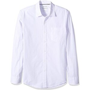 Amazon Essentials Herren Langärmeliges Business Hemd aus Popeline Schmale Passform, Lavendel Weiß Vertikale Streifen, S Amazon Essentials Herren Langärmeliges Business Hemd aus Popeline Schmale Passform, Lavendel Weiß Vertikale Streifen, S