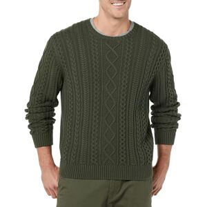 Amazon Essentials Herren Pullover mit Langen Ärmeln und Rundhalsausschnitt aus 100% Baumwolle mit Zopfmuster, Dunkles Olivgrün, M Amazon Essentials Herren Pullover mit Langen Ärmeln und Rundhalsausschnitt aus 100% Baumwolle mit Zopfmuster, Dunkles Olivgrün, M