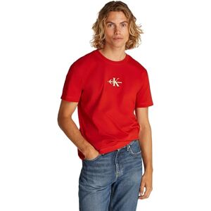 Calvin Herren T-Shirt Kurzarm Monologo Tee aus Baumwolle, Rot (Deep Magma), XXS Calvin Herren T-Shirt Kurzarm Monologo Tee aus Baumwolle, Rot (Deep Magma), XXS