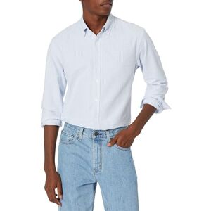 Amazon Essentials Herren Langärmeliges Business Oxford-Hemd, Normale Passform, Blue Stripe, L Amazon Essentials Herren Langärmeliges Business Oxford-Hemd, Normale Passform, Blue Stripe, L