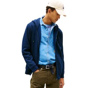 Tommy Jeans Herren Hoodie mit Reißverschluss Flag Zip Thru mit Kapuze, Blau (Dark Night Navy), XS Tommy Jeans Herren Hoodie mit Reißverschluss Flag Zip Thru mit Kapuze, Blau (Dark Night Navy), XS