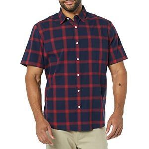 Amazon Essentials Herren Kurzarm-Hemd aus Stretch-Popeline, Normale Passform (in Übergrößen erhältlich), Marineblau Rot Buffalokaros, XL Amazon Essentials Herren Kurzarm-Hemd aus Stretch-Popeline, Normale Passform (in Übergrößen erhältlich), Marineblau Rot Buffalokaros, XL