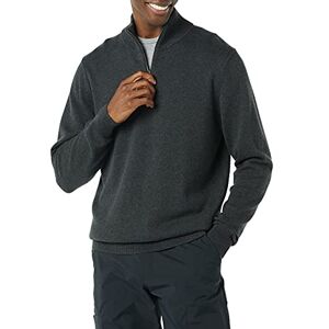 Amazon Essentials Herren Pullover mit Viertelreißverschluss aus 100% Baumwolle, Dunkelgrau Meliert, XS Amazon Essentials Herren Pullover mit Viertelreißverschluss aus 100% Baumwolle, Dunkelgrau Meliert, XS