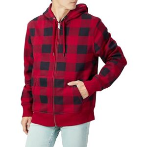 Amazon Essentials Herren Fleece-Kapuzenpulli mit durchgehendem Reißverschluss (erhältlich in den Größen Big & Tall), Schwarz Rot Buffalokaros, M Amazon Essentials Herren Fleece-Kapuzenpulli mit durchgehendem Reißverschluss (erhältlich in den Größen Big & Tall), Schwarz Rot Buffalokaros, M