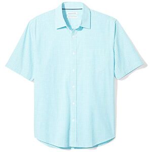 Amazon Essentials Herren Kurzärmeliges Hemd aus Popeline, Normale Passform, Aquablau Vichy-Muster, XL Amazon Essentials Herren Kurzärmeliges Hemd aus Popeline, Normale Passform, Aquablau Vichy-Muster, XL