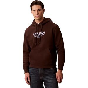 Calvin Herren Hoodie Fleece Graphic mit Bauchtasche, Braun (Rich Brown), S Calvin Herren Hoodie Fleece Graphic mit Bauchtasche, Braun (Rich Brown), S