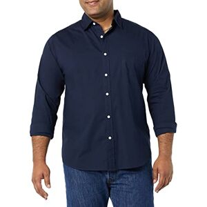 Amazon Essentials Herren Langärmeliges Business Hemd aus Popeline Normale Passform, Marineblau, XL Amazon Essentials Herren Langärmeliges Business Hemd aus Popeline Normale Passform, Marineblau, XL