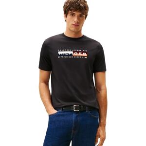 Tommy Hilfiger Herren T-Shirt Kurzarm Colour Block Graphic mit Rundhalsausschnitt, Schwarz (Black), L Tommy Hilfiger Herren T-Shirt Kurzarm Colour Block Graphic mit Rundhalsausschnitt, Schwarz (Black), L