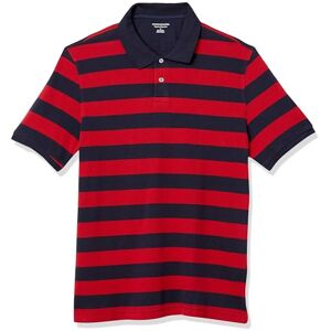 Amazon Essentials Herren Polohemd aus Baumwollpiqué in normaler Passform (erhältlich in Übergrößen), Marineblau Rot Rugby-streifen, S Amazon Essentials Herren Polohemd aus Baumwollpiqué in normaler Passform (erhältlich in Übergrößen), Marineblau Rot Rugby-streifen, S