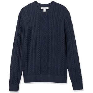 Amazon Essentials Herren Pullover mit Langen Ärmeln und Rundhalsausschnitt aus 100% Baumwolle mit Zopfmuster, Marineblau, XS Amazon Essentials Herren Pullover mit Langen Ärmeln und Rundhalsausschnitt aus 100% Baumwolle mit Zopfmuster, Marineblau, XS