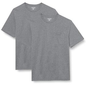 Amazon Essentials Herren Kurzärmeliges T-Shirt mit Rundhalsausschnitt und Tasche, 2er-Pack, Grau Meliert, XL Amazon Essentials Herren Kurzärmeliges T-Shirt mit Rundhalsausschnitt und Tasche, 2er-Pack, Grau Meliert, XL
