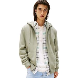 Tommy Jeans Herren Hoodie mit Reißverschluss Flag Zip Thru mit Kapuze, Grün (Utility Sage), XS Tommy Jeans Herren Hoodie mit Reißverschluss Flag Zip Thru mit Kapuze, Grün (Utility Sage), XS