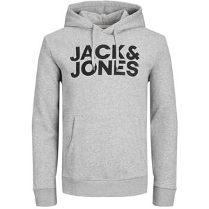 JACK & JONES Herren Corp Logo Sweat Hood Classic Kapuzen Sweatshirt Basic Sweater, Farben:Grau, Größe Pullover:XS JACK & JONES Herren Corp Logo Sweat Hood Classic Kapuzen Sweatshirt Basic Sweater, Farben:Grau, Größe Pullover:XS