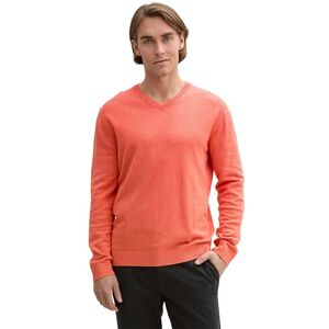 TOM TAILOR Herren 1039811 Strickpullover mit V-Ausschnitt, 37099 Coral Red Melange, XXL TOM TAILOR Herren 1039811 Strickpullover mit V-Ausschnitt, 37099 Coral Red Melange, XXL