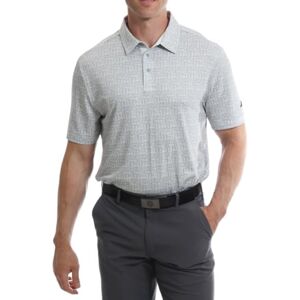 Under Par Herren Feuchtigkeitsableitendes, schnell trocknendes, elastisches, kurzärmliges Golf-Poloshirt mit Allover-Print, Grau, XL Under Par Herren Feuchtigkeitsableitendes, schnell trocknendes, elastisches, kurzärmliges Golf-Poloshirt mit Allover-Print, Grau, XL