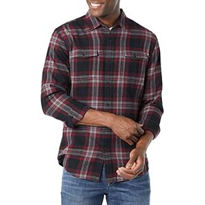 Amazon Essentials Herren Langärmeliges Flanell-Hemdjacke mit Brusttaschen, Schmale Passform, Schwarz Burgunderrot Karomuster, M Amazon Essentials Herren Langärmeliges Flanell-Hemdjacke mit Brusttaschen, Schmale Passform, Schwarz Burgunderrot Karomuster, M