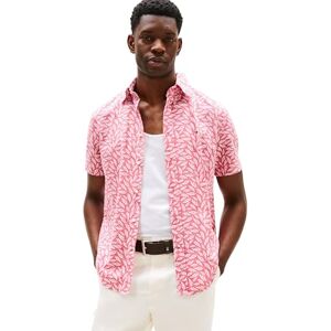 Tommy Hilfiger Herren Hemd Linen Blend Print Kurzarm, Mehrfarbig (Vintage Rosy/Allover), L Tommy Hilfiger Herren Hemd Linen Blend Print Kurzarm, Mehrfarbig (Vintage Rosy/Allover), L