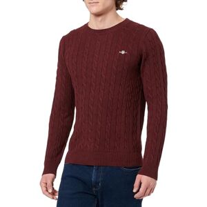 GANT Herren Cotton Cable C-Neck Pullover, Bordeaux Melange, S EU GANT Herren Cotton Cable C-Neck Pullover, Bordeaux Melange, S EU